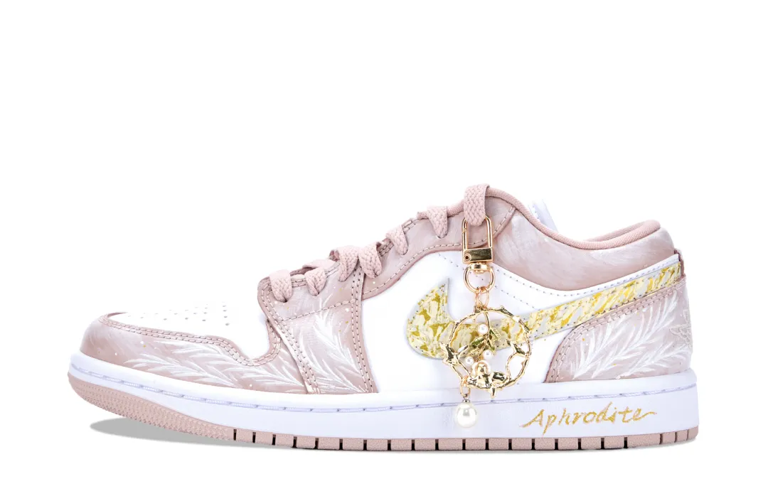 Jordan Air Jordan 1 Cushioning Slip Resistant Abrasion Resistant Low top Vintage Basketball Shoes Unisex Pink Gold