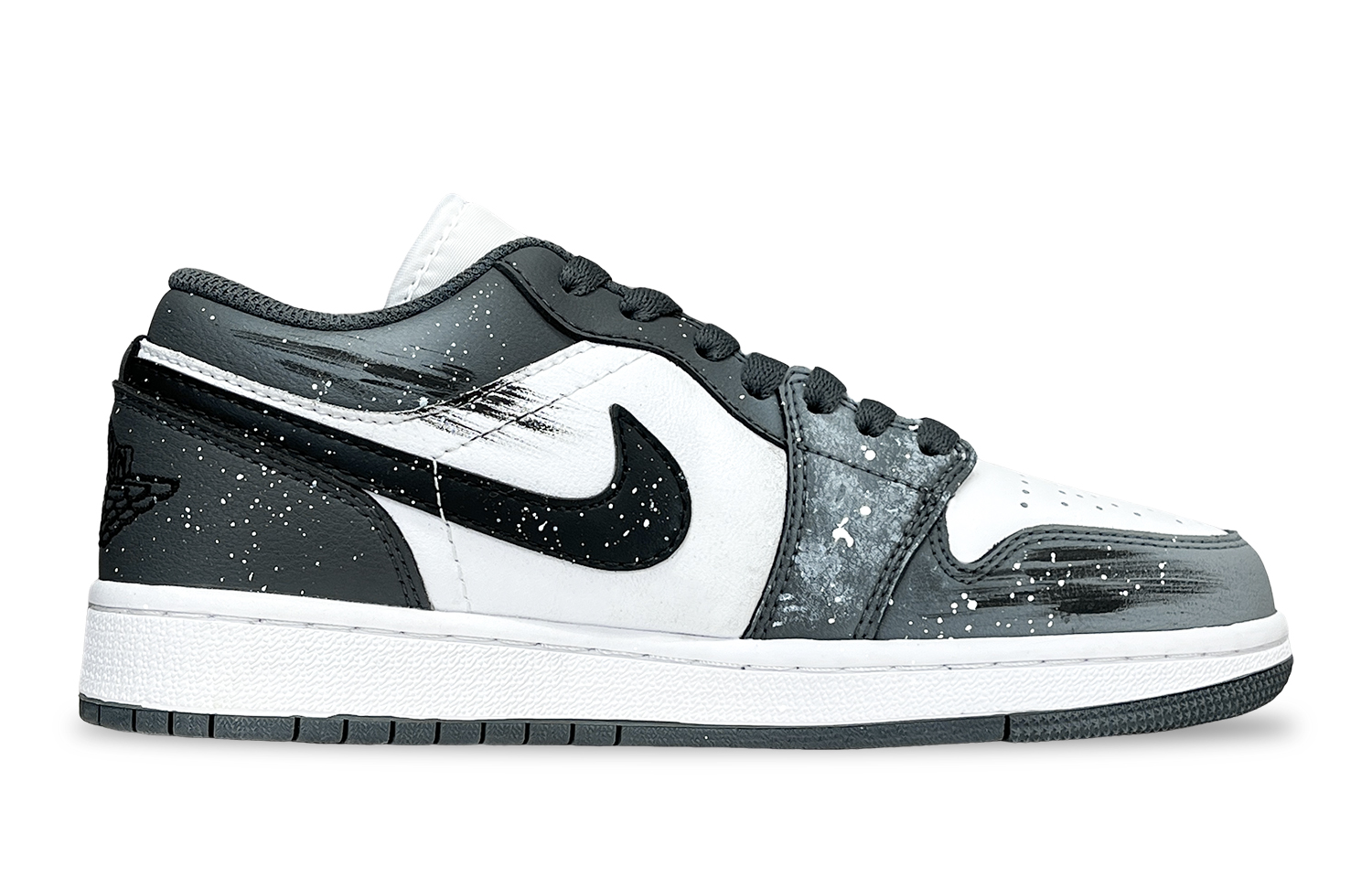 Jordan Air Jordan 1 Phantom Bear Cushioning, Wear Resistant Low top Vintage Basketball Shoes Unisex Black White Gray
