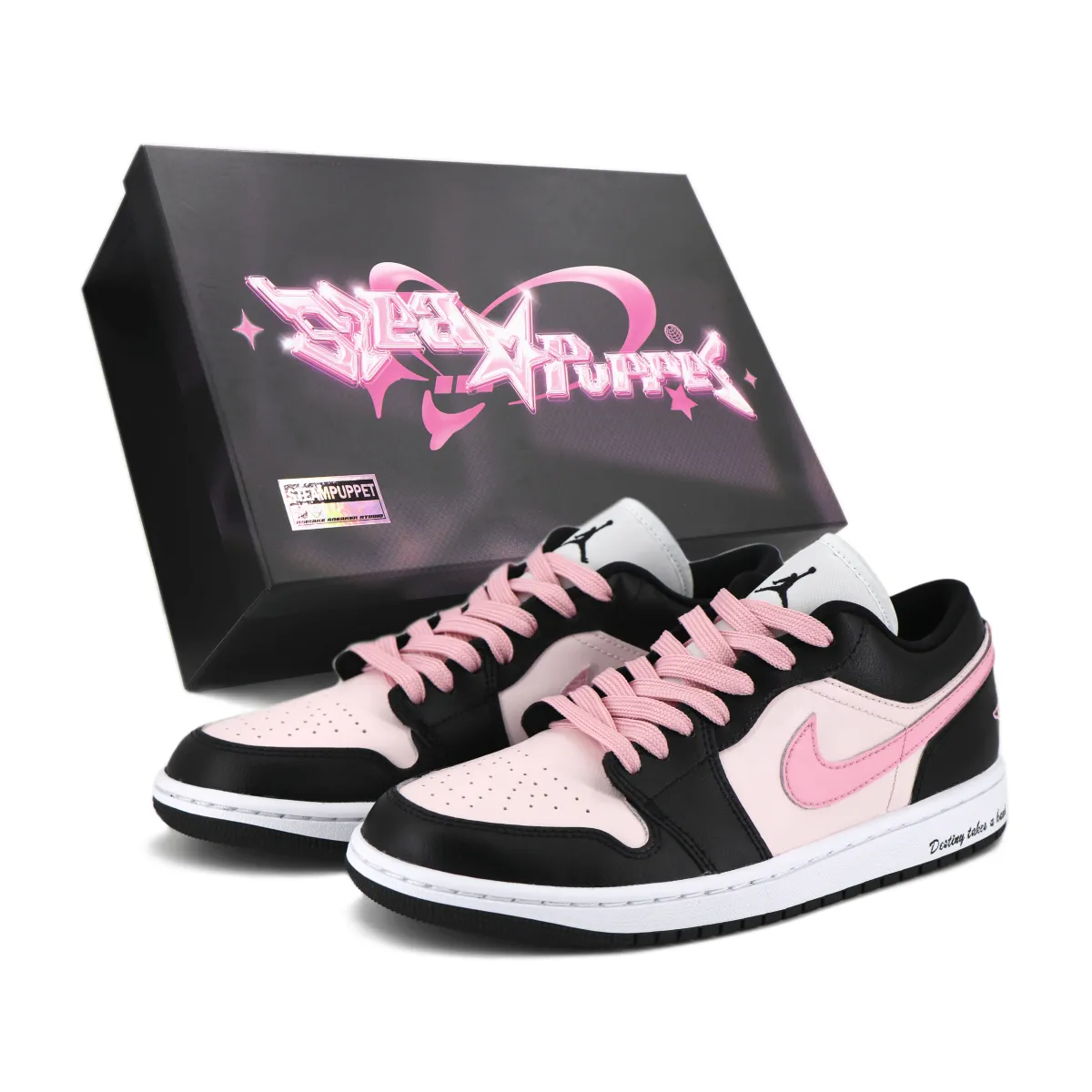 Jordan Air Jordan 1 Black Pink Low top Basketball Shoes Women's Black Pink