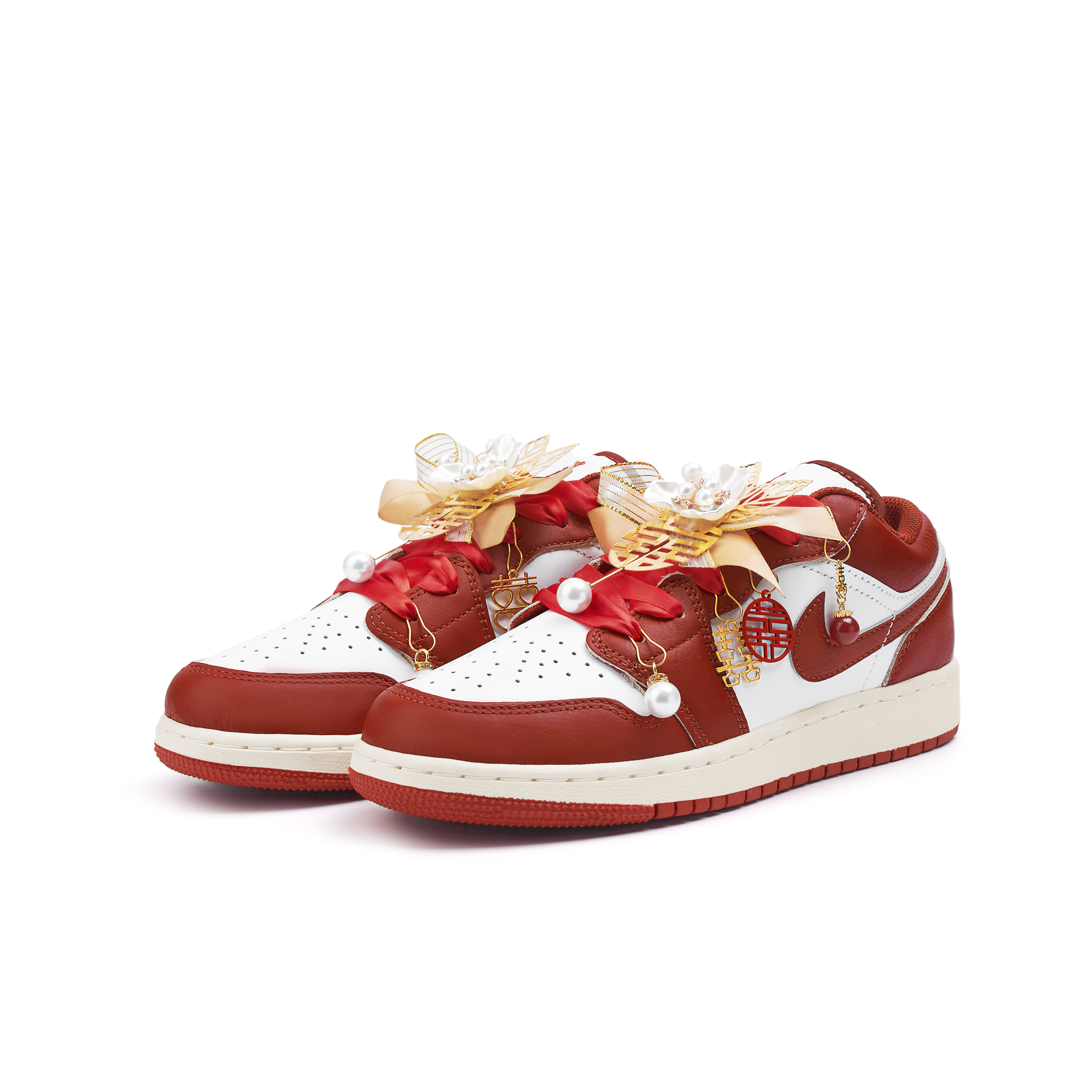 Jordan Air Jordan 1 Slip Resistant Abrasion Resistant Low top Vintage Basketball Shoes Women’s Red