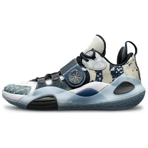 LiNing Li Ning City 8 shock-absorbing, non-slip, wear-resistant, low-top basketball shoes, men's white and blue