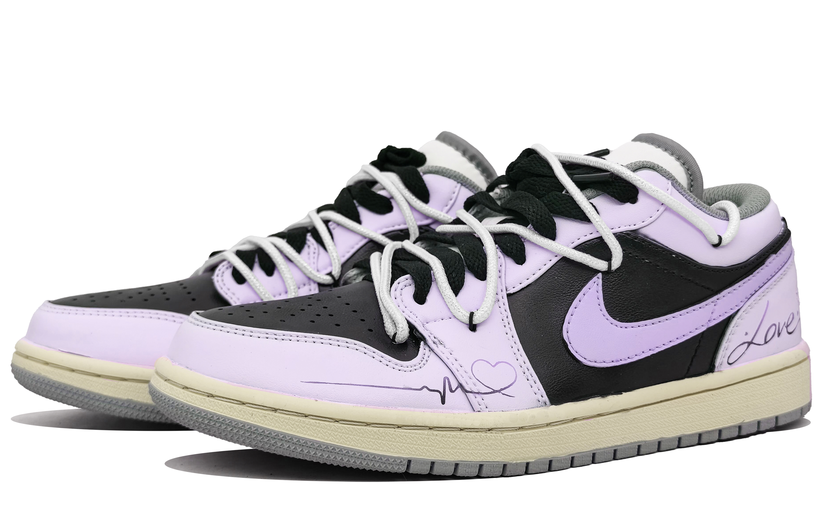 Jordan Air Jordan 1 Cushioning Low top Vintage Basketball Shoes Unisex Romantic Purple
