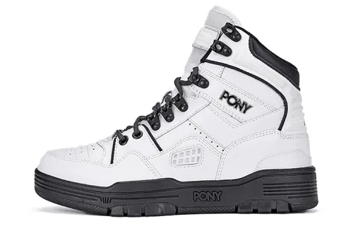 Pony M100 High top Vintage Basketball Shoes Women's White Black