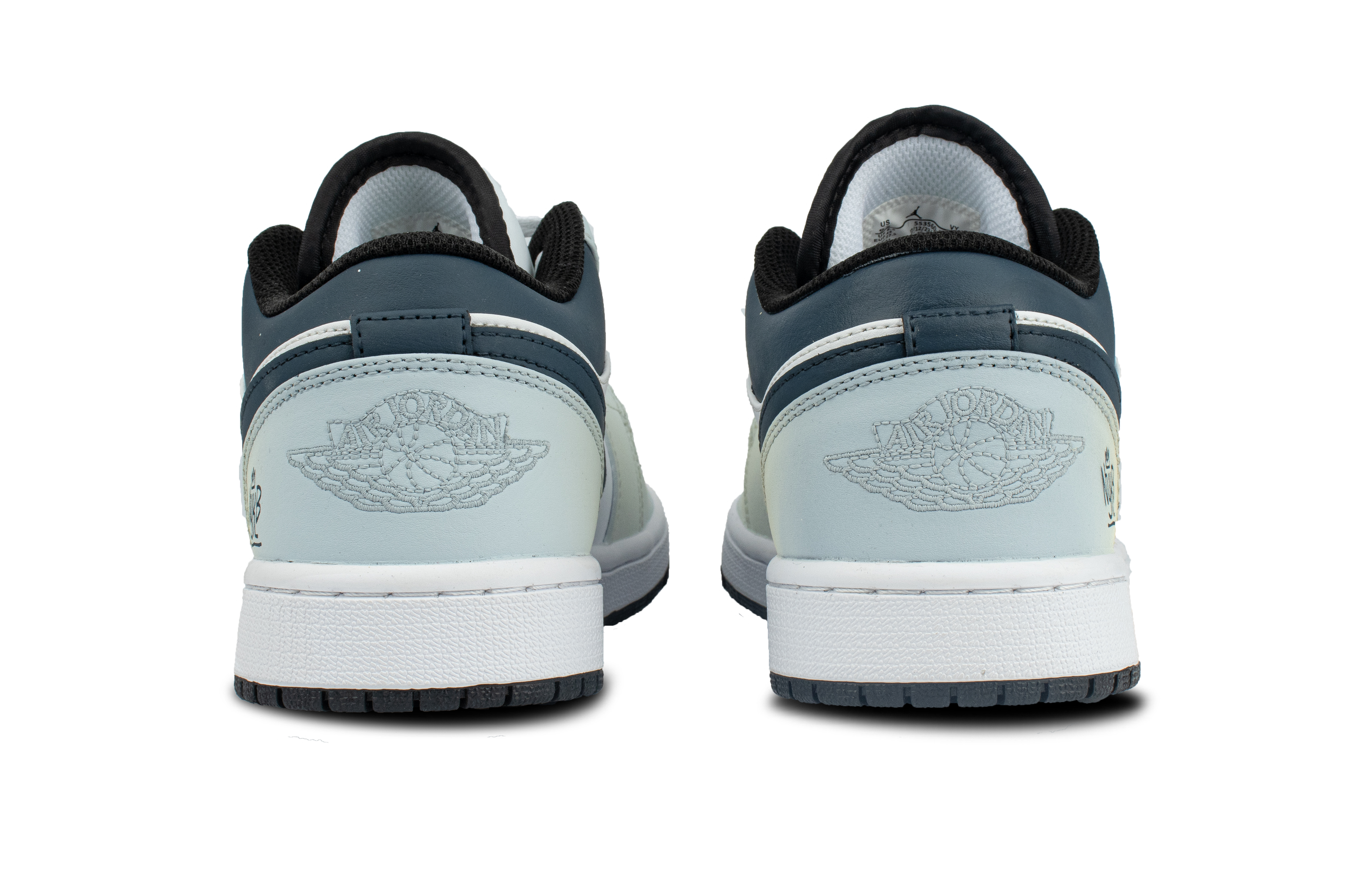 Jordan Air Jordan 1 Synthetic Leather Abrasion Resistant Low top Vintage Basketball Shoes Unisex White Green Blue