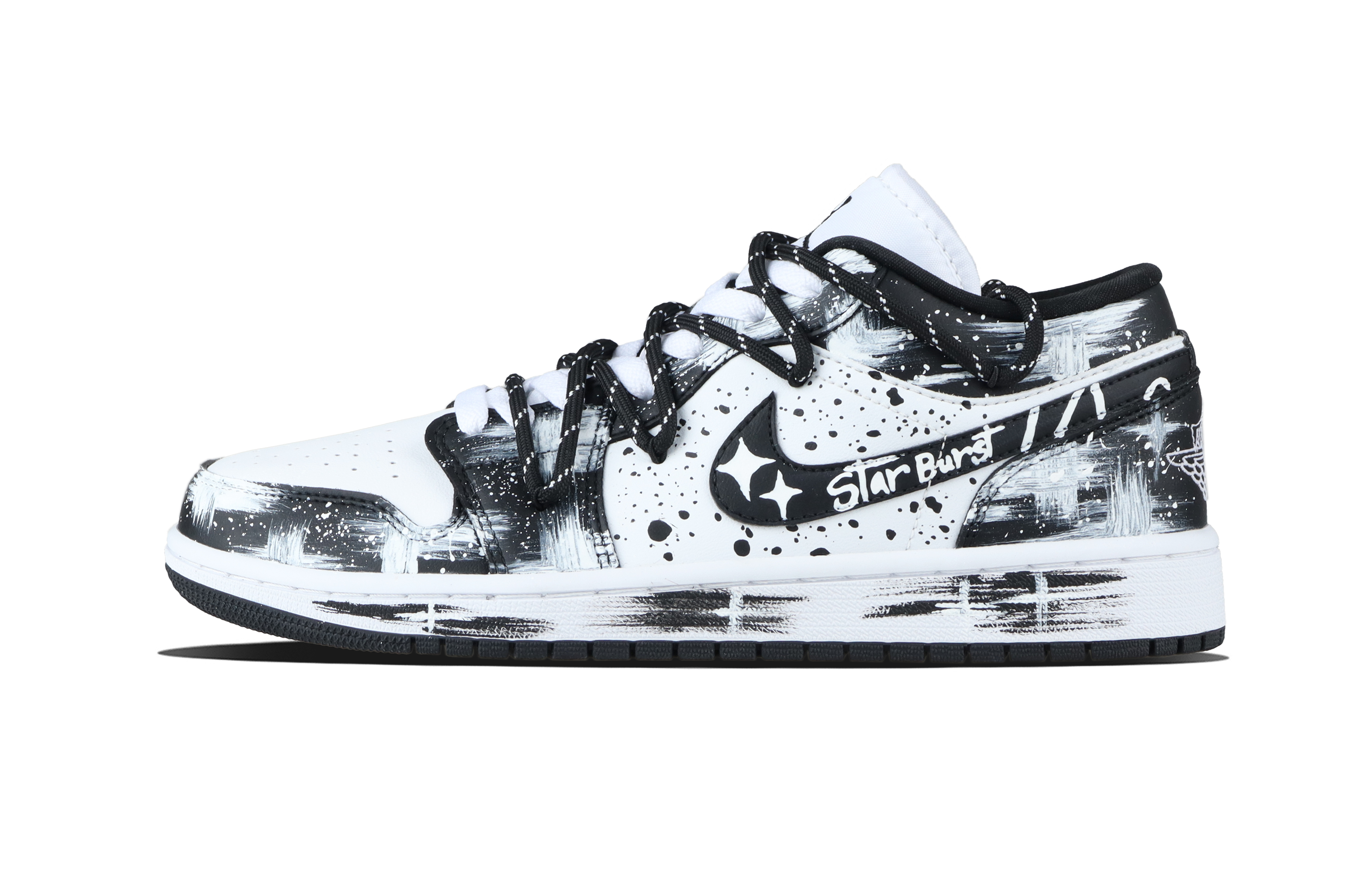 Jordan Air Jordan 1 Cross Star Box Low top Vintage Basketball Shoes Unisex Black White