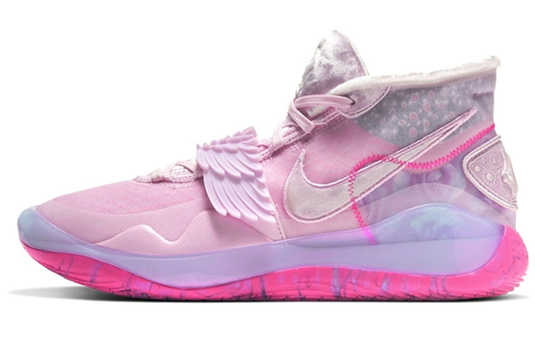 Nike KD 12 Zoom XMAS What The Aunt Pearl Durant 12 Breast Cancer Fashionable and versatile Middle-Bang Practical Basketball Shoes Men and Women Pink Overseas Edition