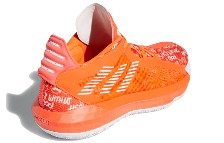 Мужские кроссовки adidas D lillard 6 (оранжевый и белый) — Оранжевый / белый — фото 4