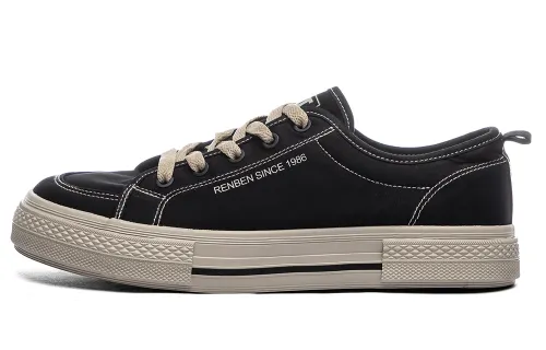 RENBEN Low top Canvas Shoes Unisex Black Brown