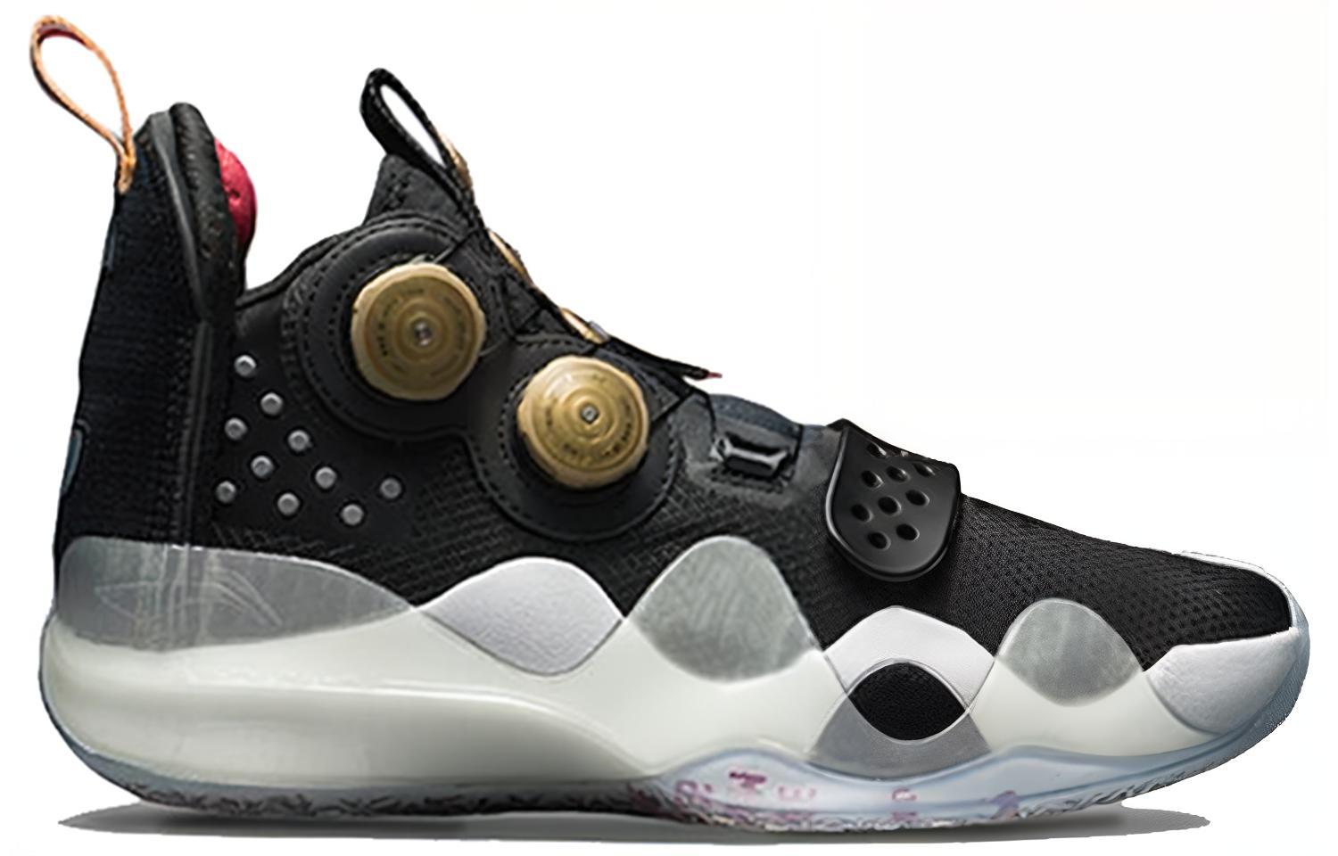 Li Ning WOW 8 Retirement Night Comfortable Pu Cushioning Slip Resistant Mid top Basketball Shoes Men’s Black