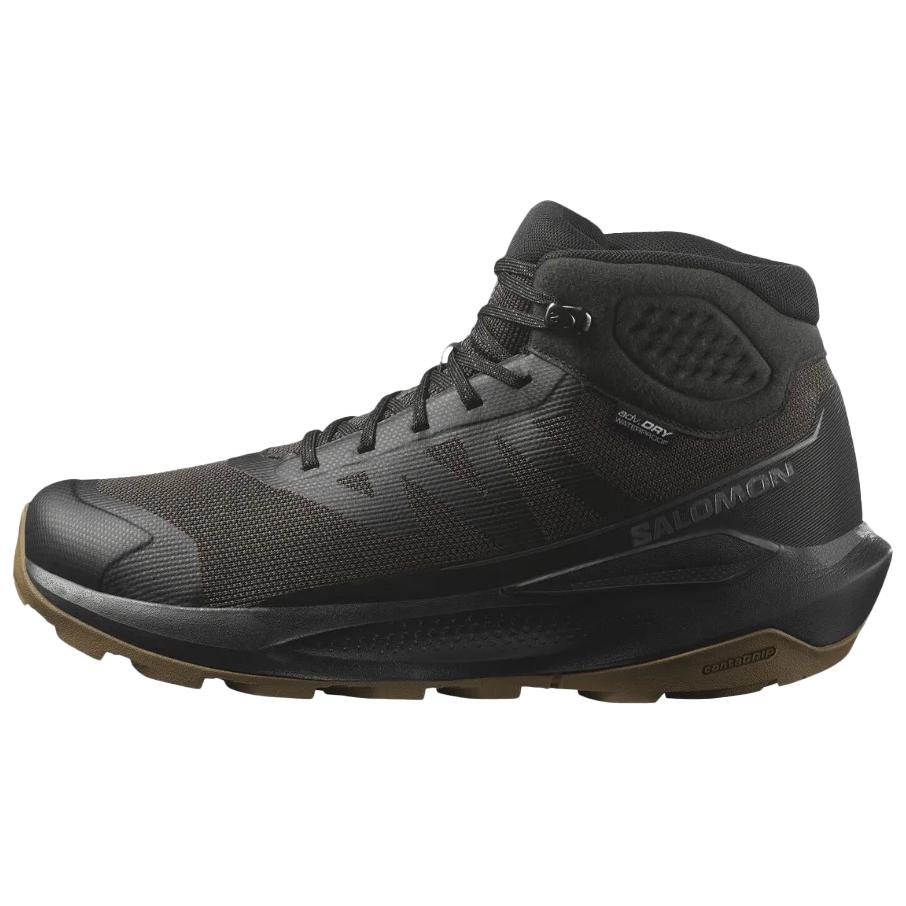 SALOMON Slip Resistant Abrasion Resistant Mid top Hiking Shoes Men’s Black Brown