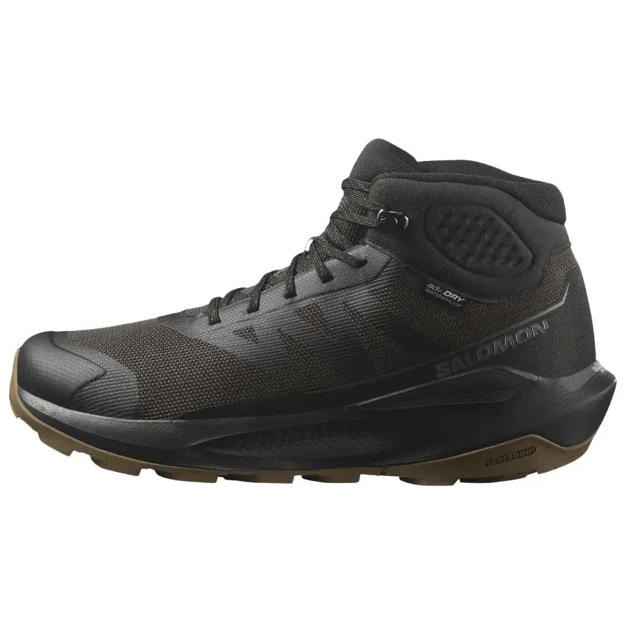 SALOMON Slip Resistant Abrasion Resistant Mid top Hiking Shoes Men's Black Brown