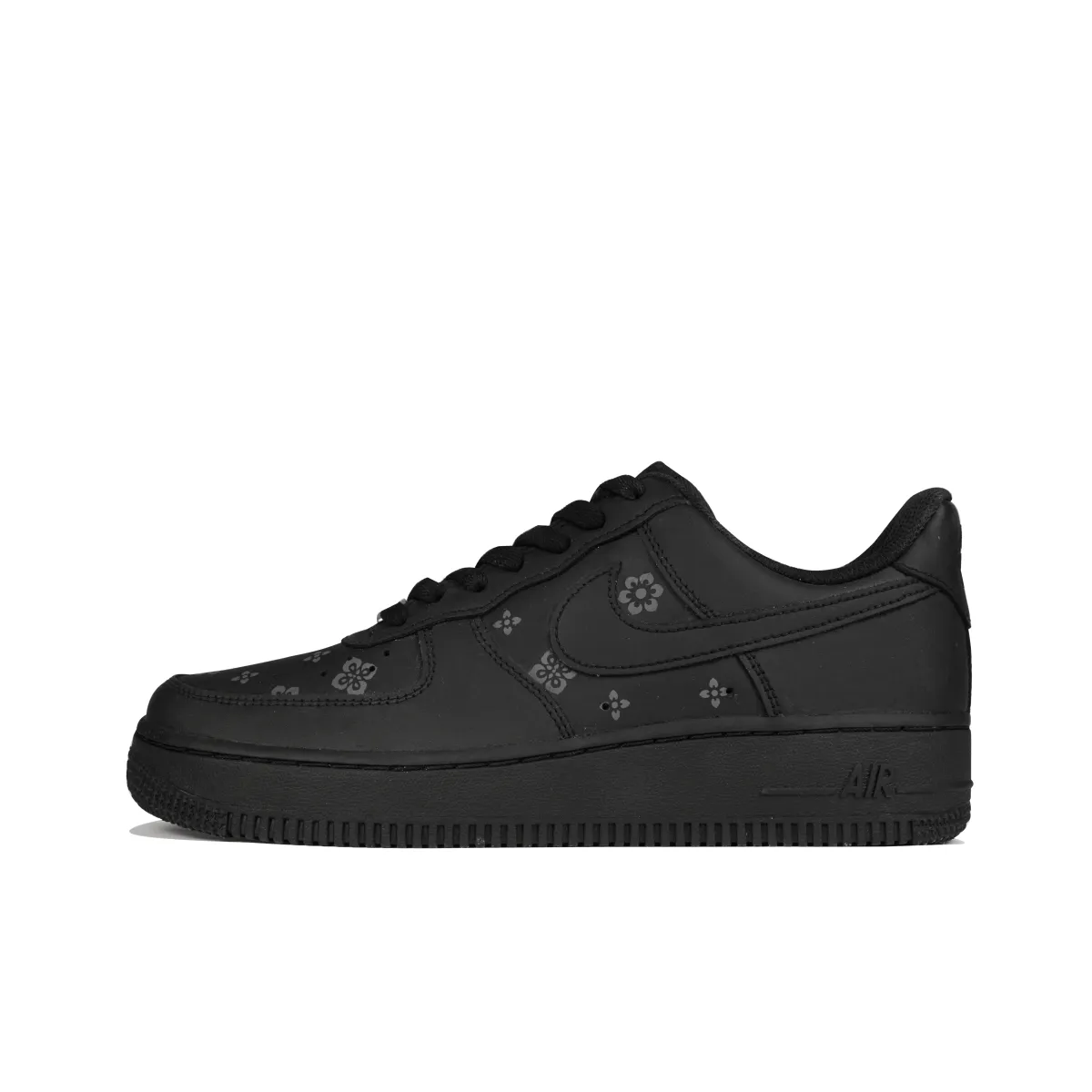 Nike Air Force 1 Low top Skateboard Shoes Men's Black Silver
