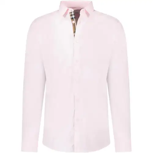 Burberry Shirts Men's Pink Lapel Moderate Straight Fit