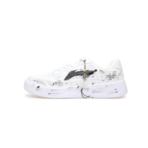 Li Ning Floating Boat Slip Resistant, Abrasion Resistant, Breathable Low top Skateboard Shoes Unisex White Black