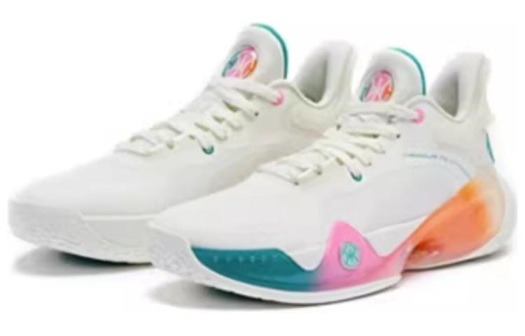 QIAODAN Halberd 6 Q KUNGFU LIGHT Cushioning, Wear Resistant Mid top Basketball Shoes Men’s White Green