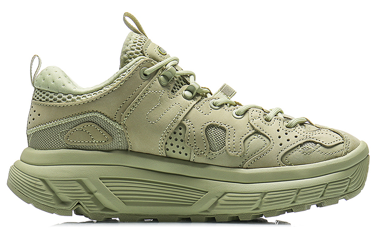 Li Ning Vintage Basketball Shoes Women’s Low Top Earth Gray Green