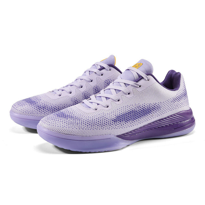 IVERSON Slip Resistant Abrasion Resistant Low top Basketball Shoes Unisex Dark Lilac Yellow