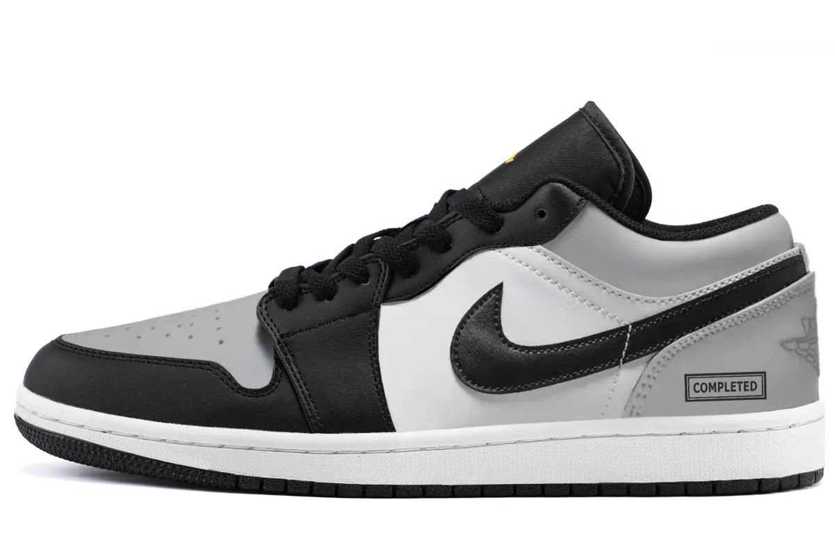 Jordan 1 Abrasion Resistant Low top Vintage Basketball Shoes Unisex Black Gray
