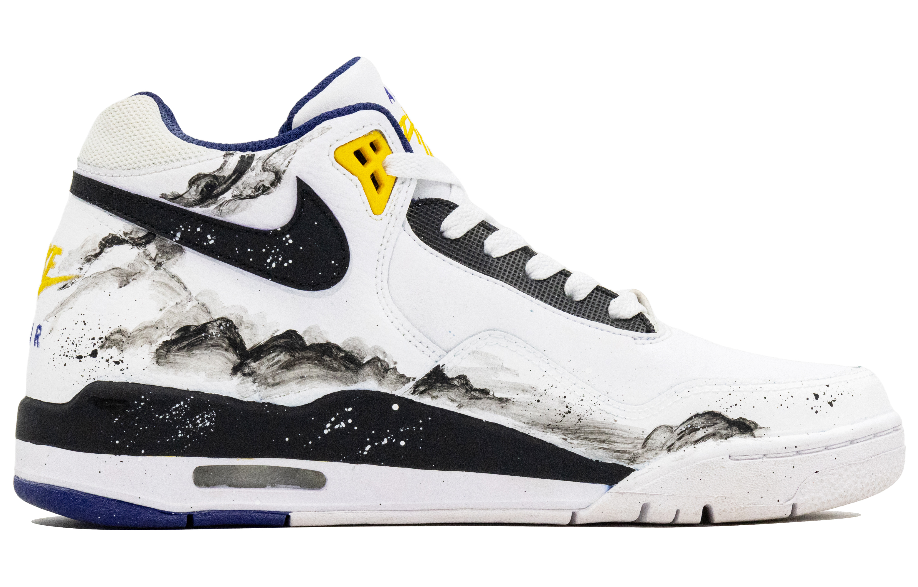 Nike Flight Legacy Misty Rain Jianghu Abrasion Resistant Mid top Vintage Basketball Shoes Men’s Black White