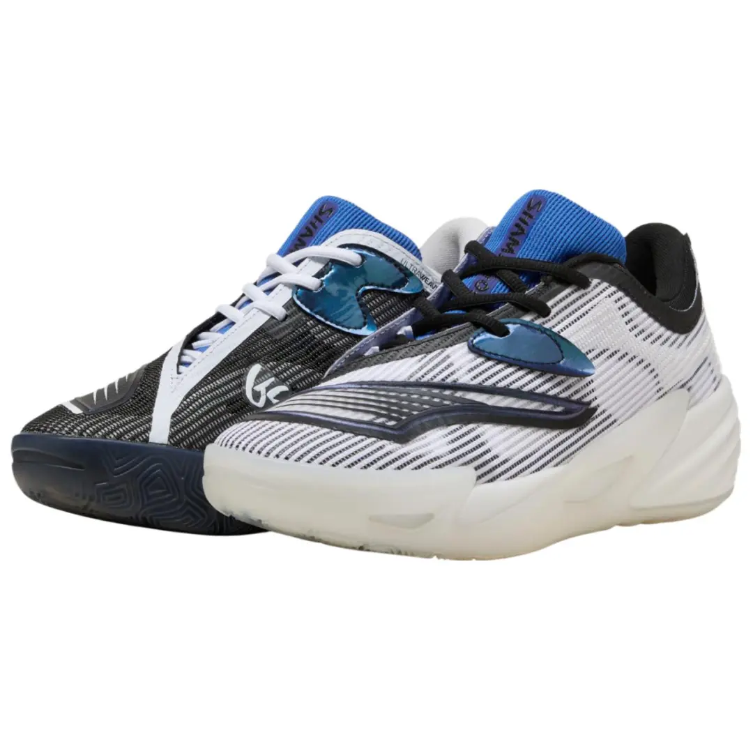 PUMA ALL PRO NITRO 2 Cushioning Abrasion Resistant Breathable Low top Basketball Shoes Unisex White Black
