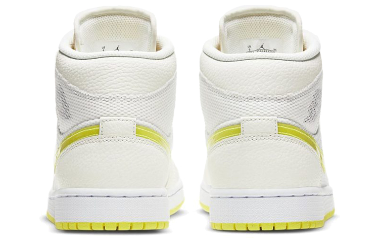 Женские кроссовки Jordan Air Jordan 1 Mid SE "Voltage Yellow" (бежево-белый / желтый) — Бежевыйбелый / жёлтый — фото 5