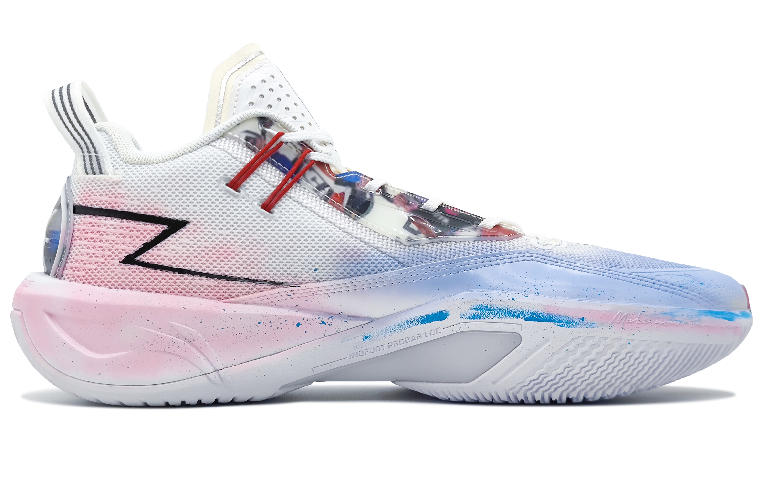 Li Ning Fission 9 Synthetic Leather Cushioning Slip Resistant Low top Basketball Shoes Men’s Blue Pink