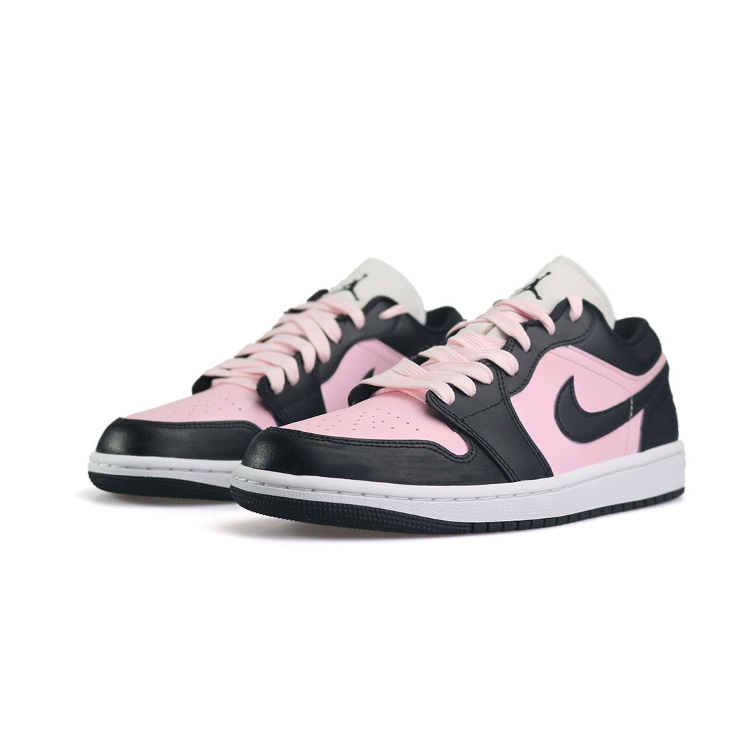 Jordan Air Jordan 1 Black Pink Aj1Low BlackPink Abrasion Resistant Low top Vintage Basketball Shoes Unisex Girly Pink