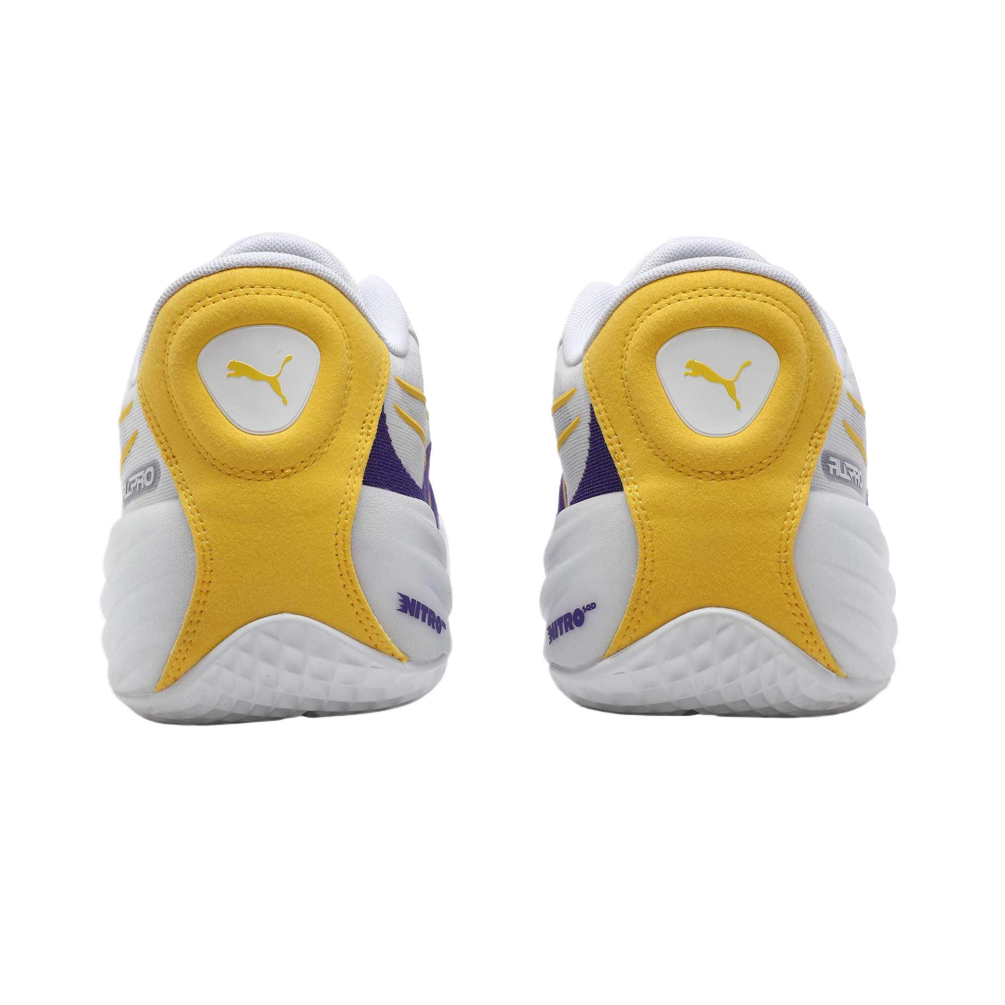 PUMA All Pro Nitro Shock Absorbers Slip Resistant Abrasion Resistant Low Top Basketball Shoes Unisex White Purple