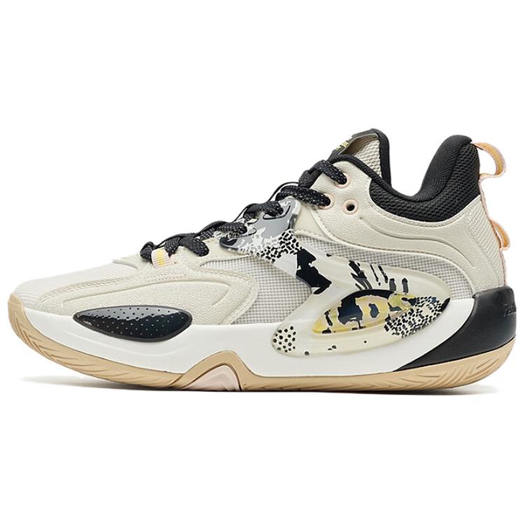 XTEP Minimalist Fashion Slip Resistant, Abrasion Resistant, Lightweight Mid top Basketball Shoes Men’s Dark Tea White