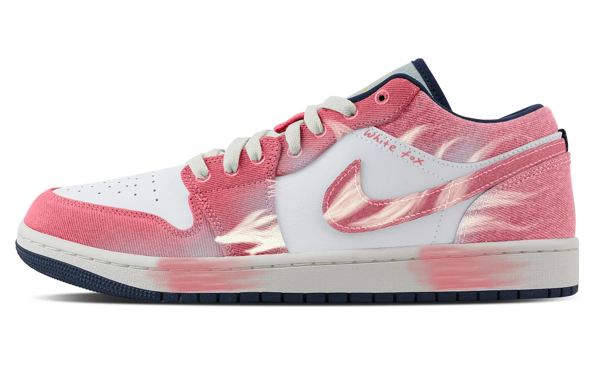 Jordan Air Jordan 1 Tail Fox Abrasion Resistant Low top Vintage Basketball Shoes Men's Pink White
