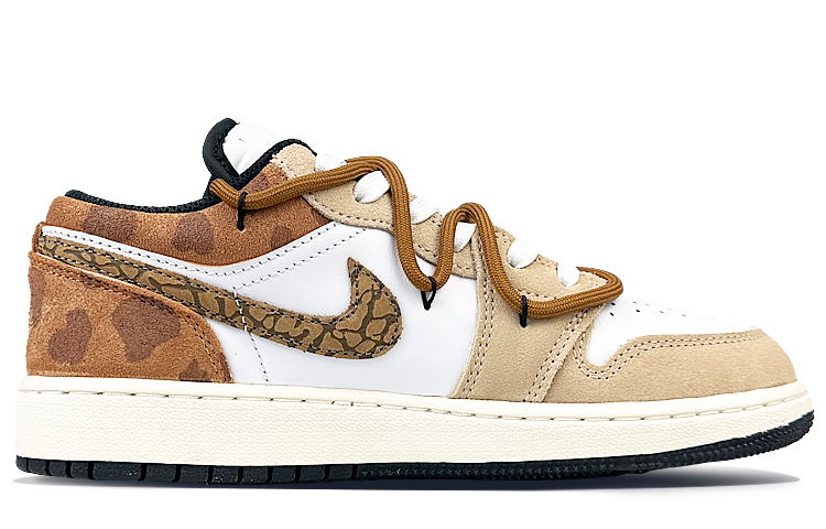 Jordan Air Jordan 1 Low top Vintage Basketball Shoes Women’s White Brown