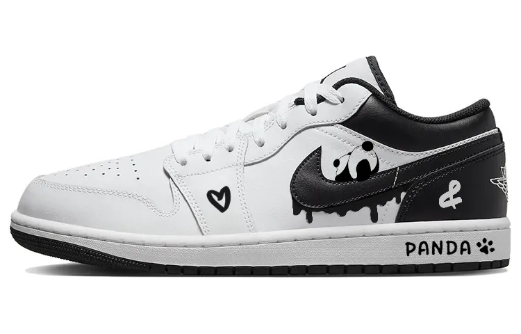 Jordan Air Jordan 1 Abrasion Resistant Slip Resistant Low top Vintage Basketball Shoes Men's White Black