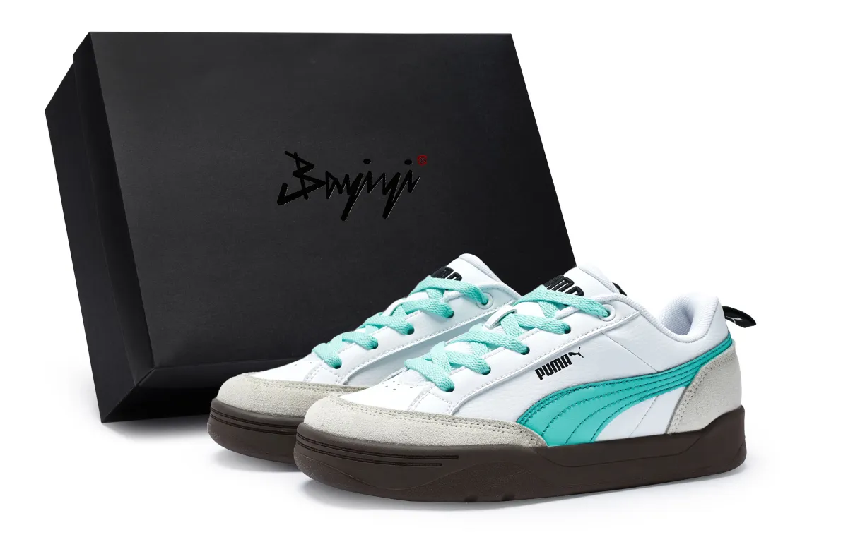 PUMA Park Lifestyle Rushing Flow Slip Resistant Slip Resistant Low top Skateboard Shoes Unisex White Gray Tiffany