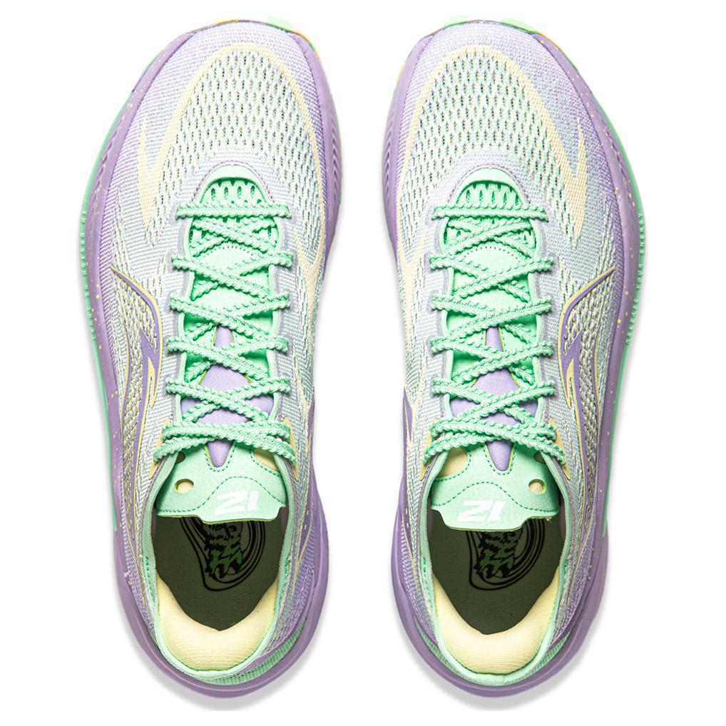 Li Ning SONIC 12 V2 Cushioning Slip Resistant Abrasion Resistant Breathable Low top Basketball Shoes Men’s Green Purple