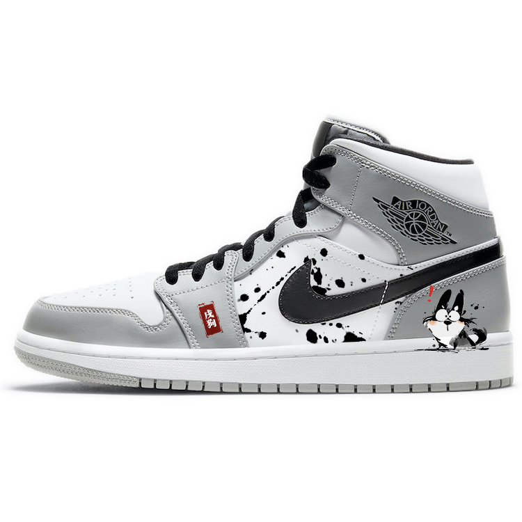 Jordan Air Jordan 1 Cushioning Slip Resistant Abrasion Resistant Mid top Vintage Basketball Shoes Men’s Smoke Gray