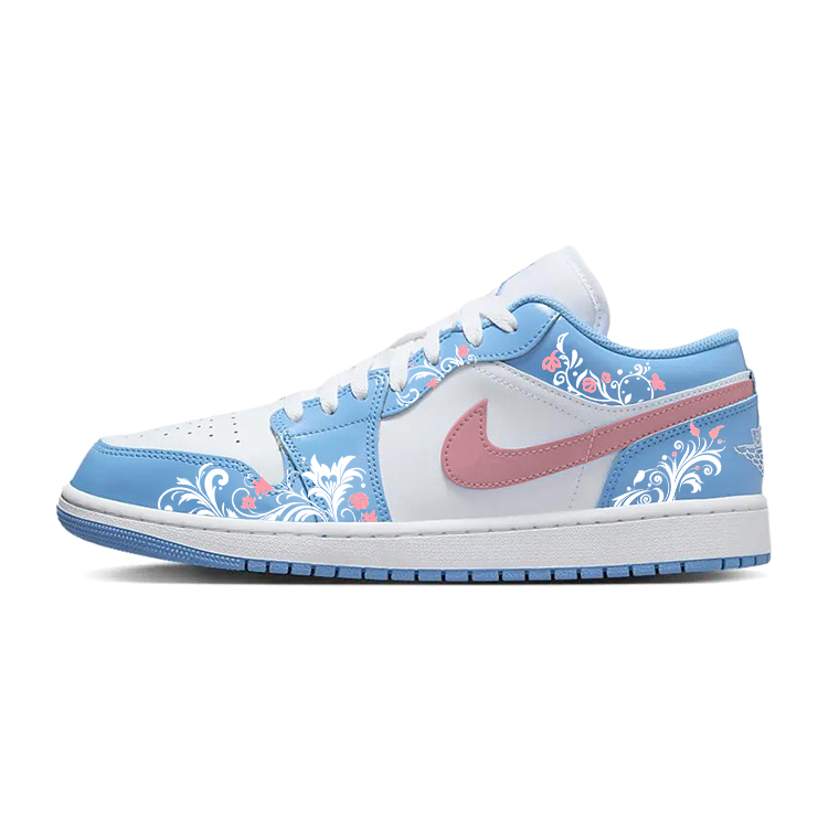 Jordan Air Jordan 1 Slip Resistant Abrasion Resistant Low top Vintage Basketball Shoes Unisex Blue White