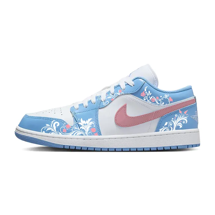 Jordan Air Jordan 1 Slip Resistant Abrasion Resistant Low top Vintage Basketball Shoes Unisex Blue White