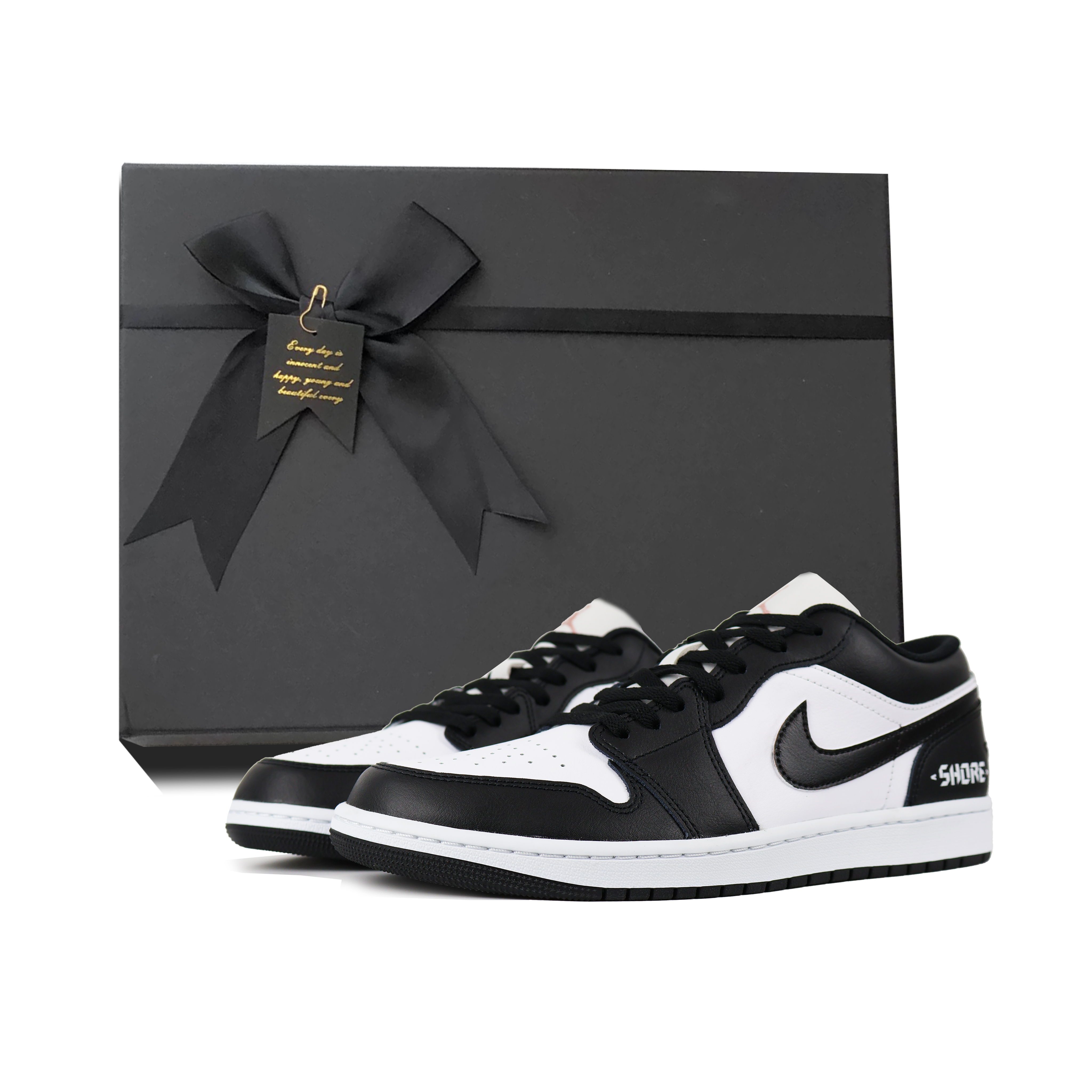 Jordan Air Jordan 1 Abrasion Resistant Support Low top Vintage Basketball Shoes Unisex White Black