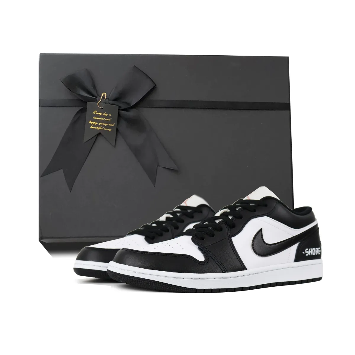 Jordan Air Jordan 1 Abrasion Resistant Support Low top Vintage Basketball Shoes Unisex White Black