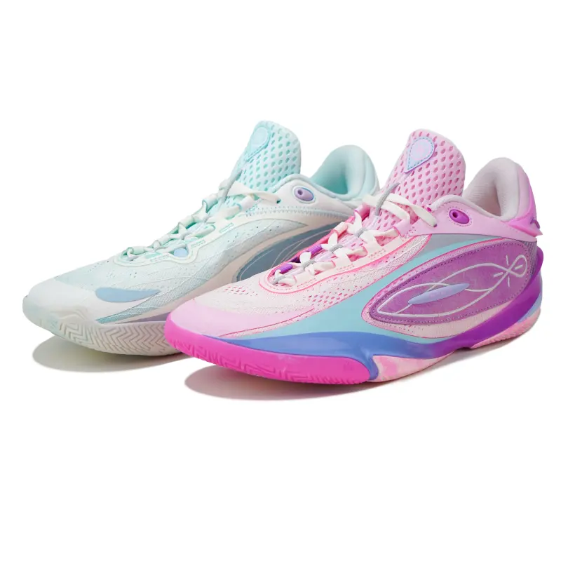 Li Ning Wade 808 5 ULTRA Low top Basketball Shoes Men's Blue Pink Mismatched