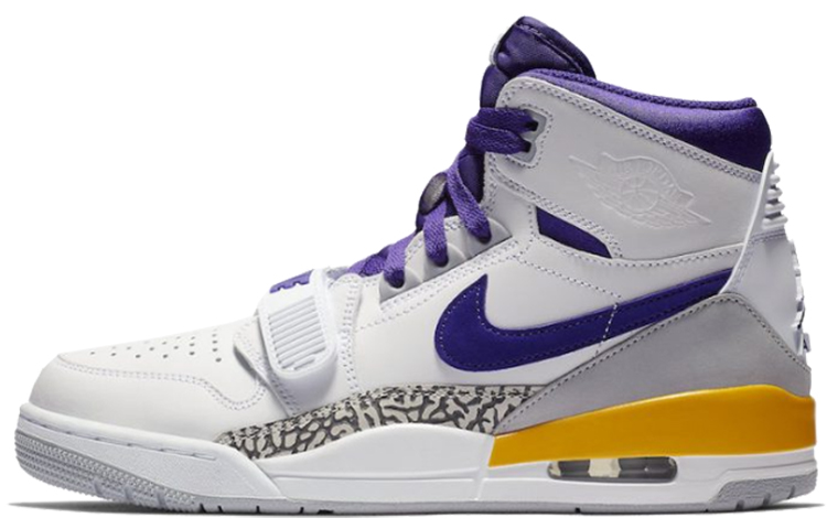 Jordan Legacy 312 Lakers Lakers shock-absorbing high-top retro basketball shoes men's white and purple