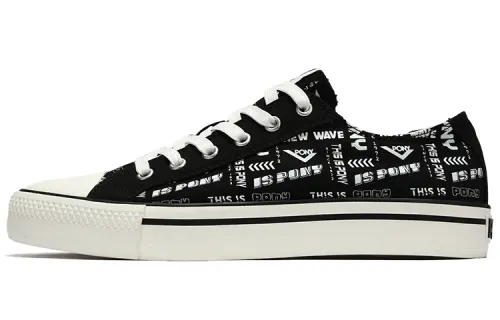 Pony Shooter Comfortable Slip Resistant Abrasion Resistant Low top Canvas Shoes Unisex Black