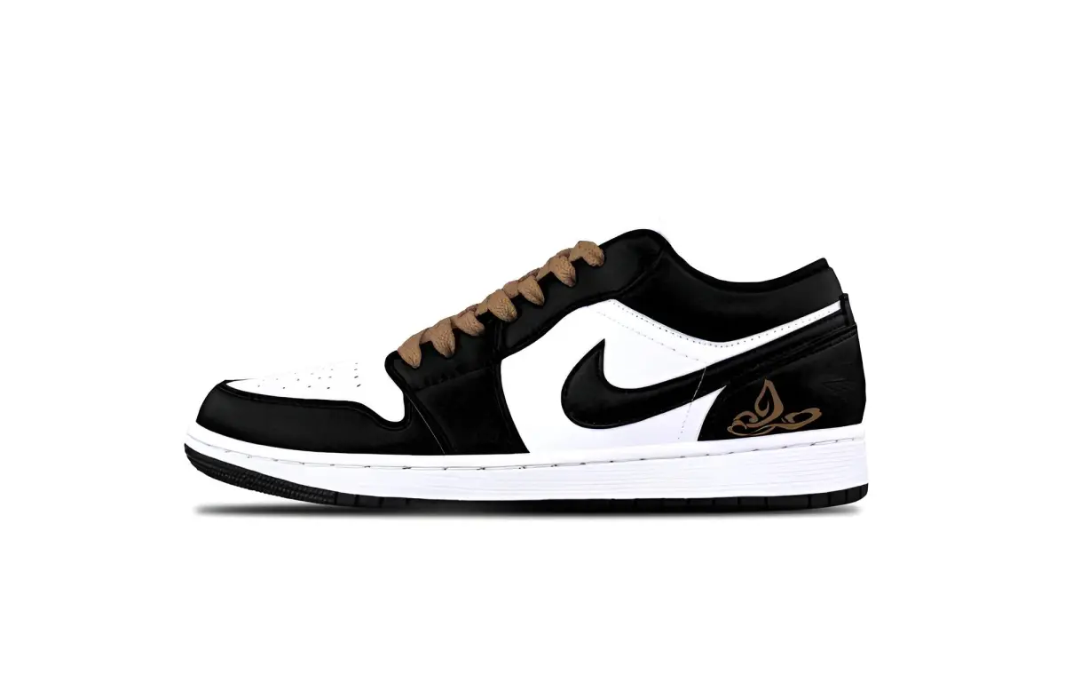 Jordan Air Jordan 1 Brown Shadow Tone Cushioning, Wear Resistant Low top Vintage Basketball Shoes Unisex Black White