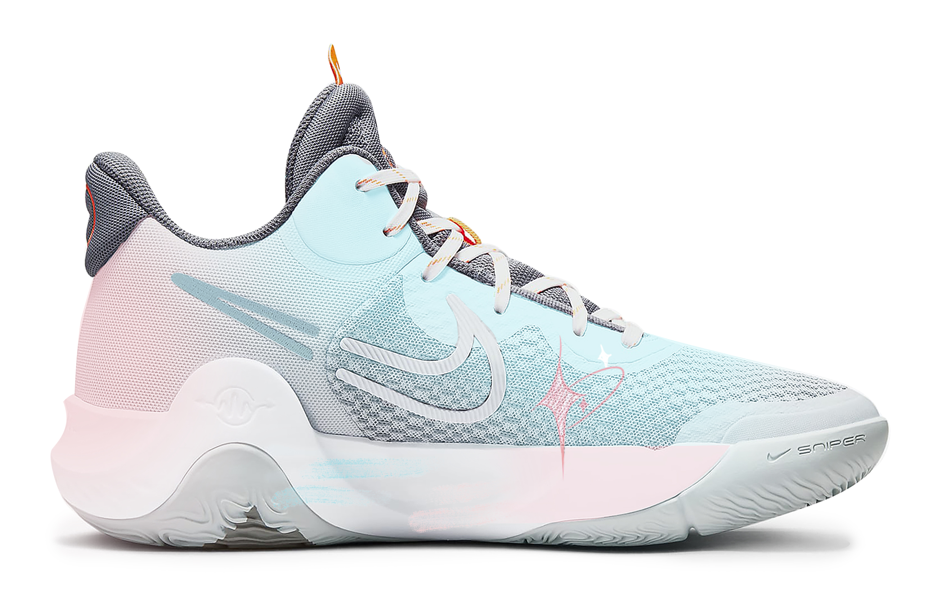 Nike KD Trey 5 IX Shooting Stars Dust Slip Resistant Abrasion Resistant Mid top Basketball Shoes Unisex Pink Blue