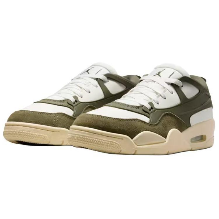 Jordan Air Jordan 4 Slip Resistant Abrasion Resistant Low top Vintage Basketball Shoes Women’s White Green