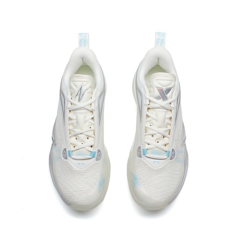 XTEP Zhang Zhenlin 1st Generation Basketball Shoes Men’s Low Top Sail White/Light Wave Blue