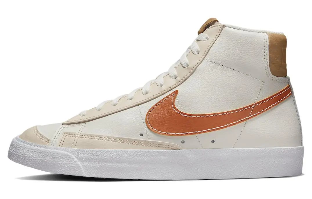 Nike Blazer 'Inspected By Swoosh' Synthetic Leather Casual Mid top Skateboard Shoes Men's White Orange