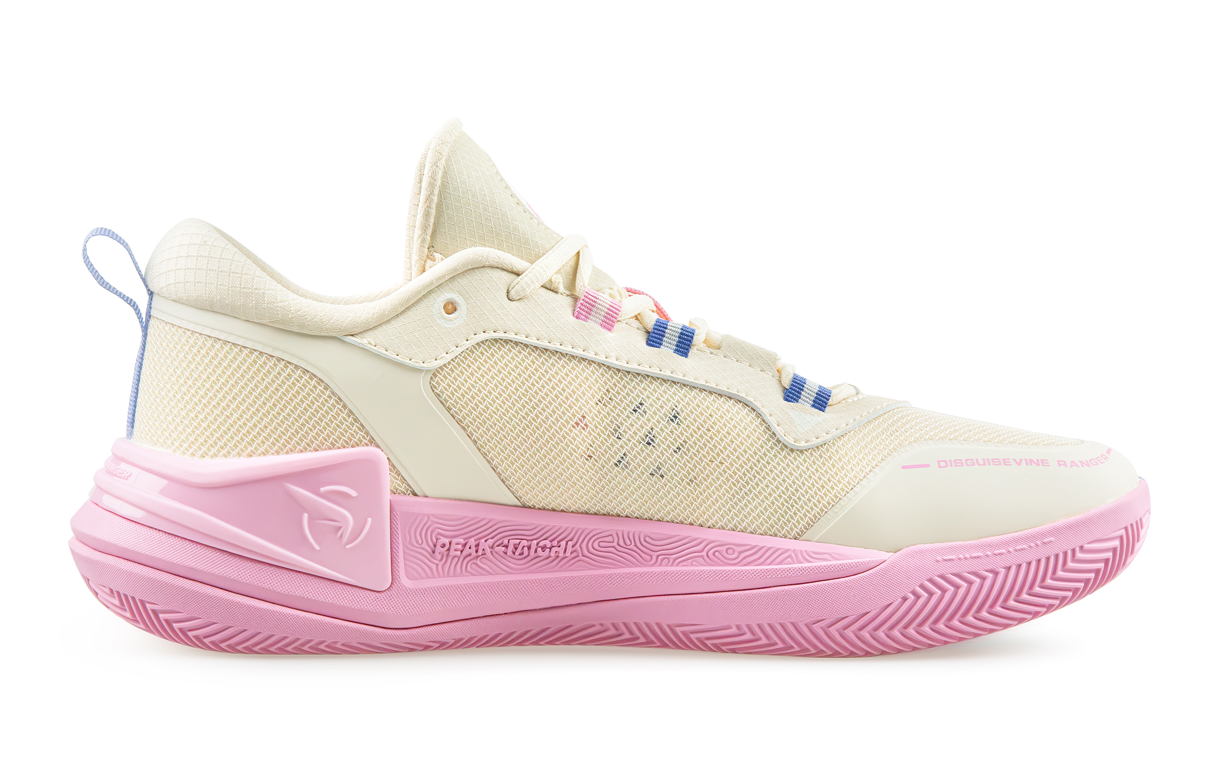 PEAK Basketball Shoes Men’s Low Top Light Khaki/Blue/Pink