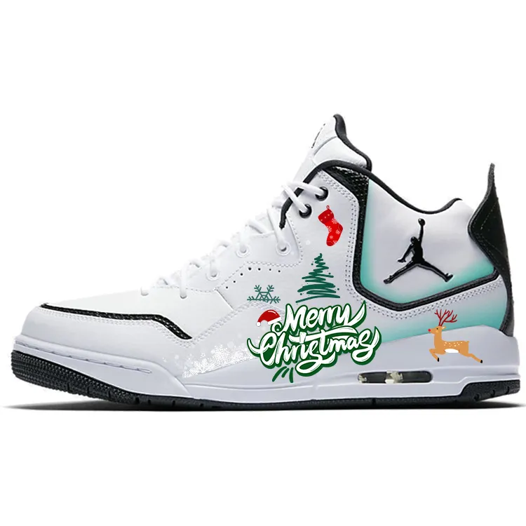 Jordan Courtside 23 Cushioning Abrasion Resistant Slip Resistant Mid top Vintage Basketball Shoes Men's Black White