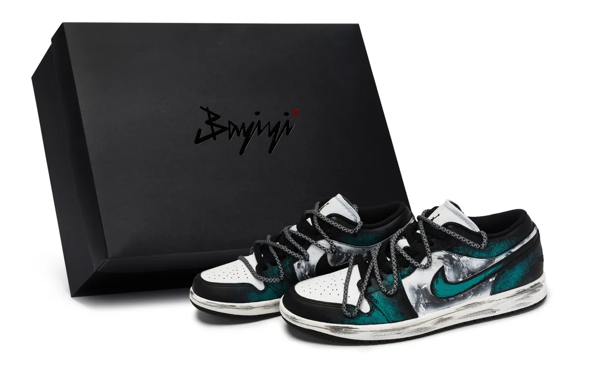 Jordan Air Jordan 1 811 Manufacturing, Forest Ink Shadow, Special Shoe Box Low top Vintage Basketball Shoes Unisex